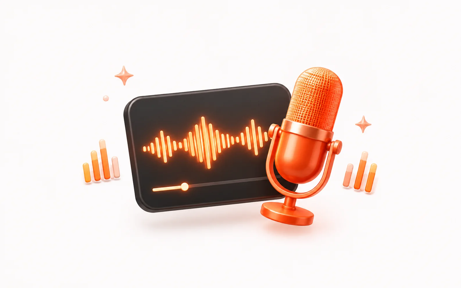 A microphone and glowing waveform
